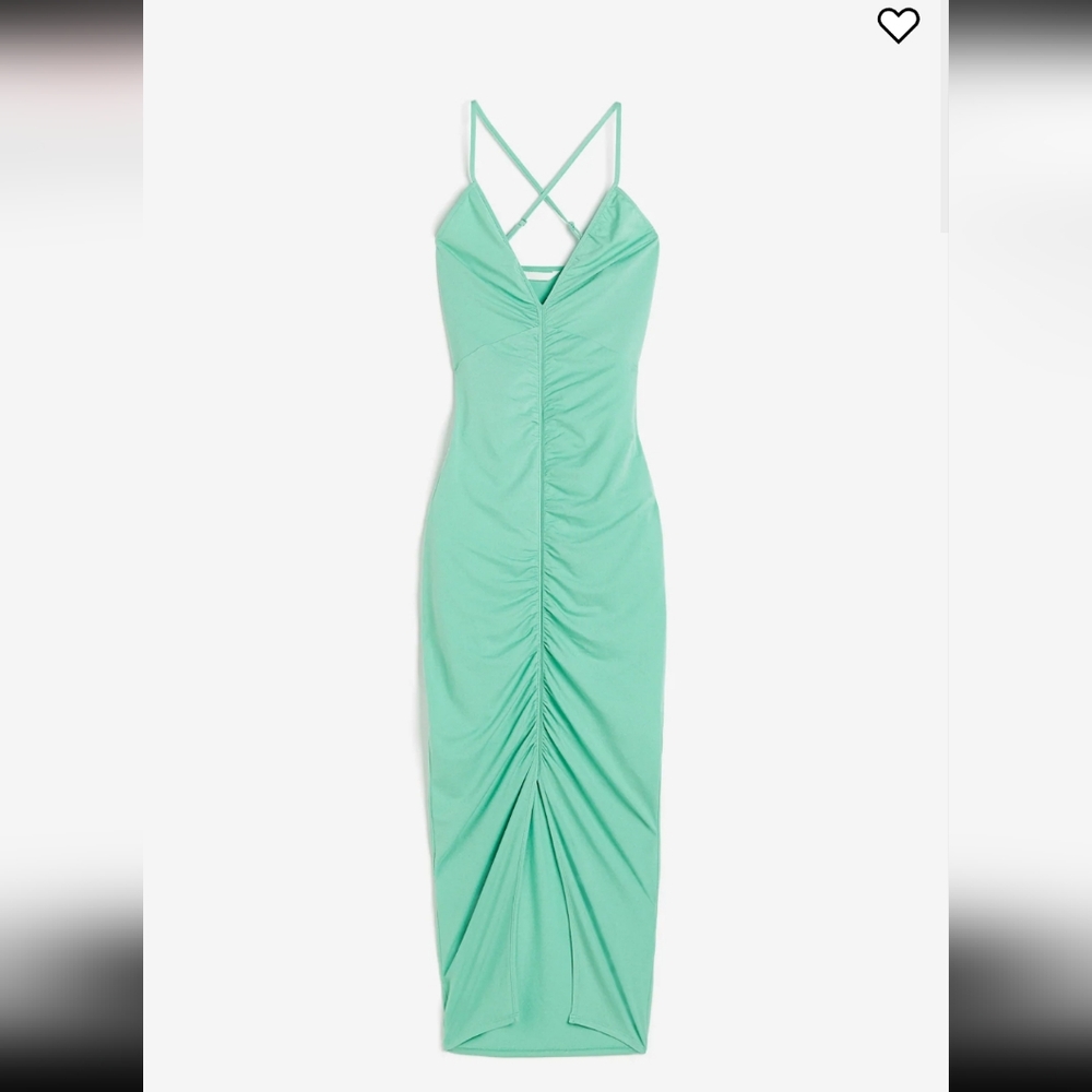 H&M Mint Green Draped BodyCon Disco Dress Sz M